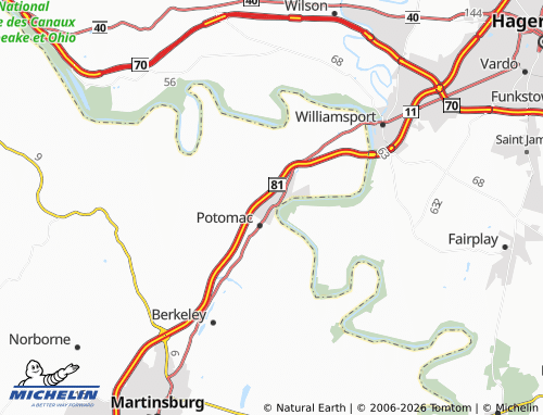 Mappa MICHELIN Falling Waters - ViaMichelin