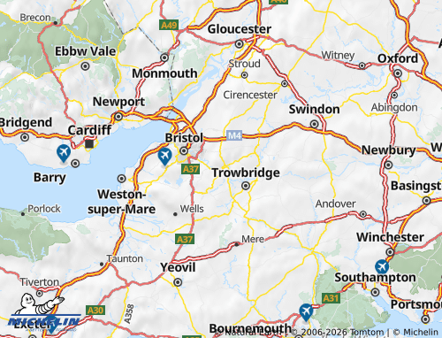 Carte MICHELIN Bath and North East Somerset - ViaMichelin
