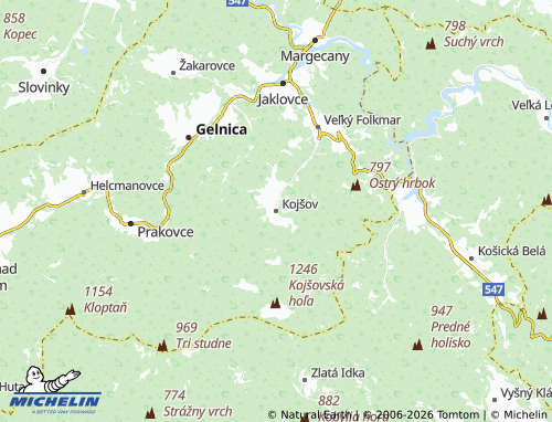MICHELIN-Landkarte Kojšov - ViaMichelin