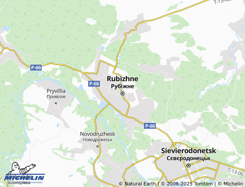 MICHELIN Rubizhne map - ViaMichelin