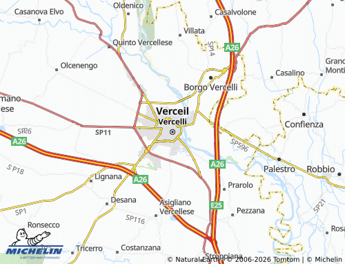 MICHELIN-Landkarte Vercelli - ViaMichelin