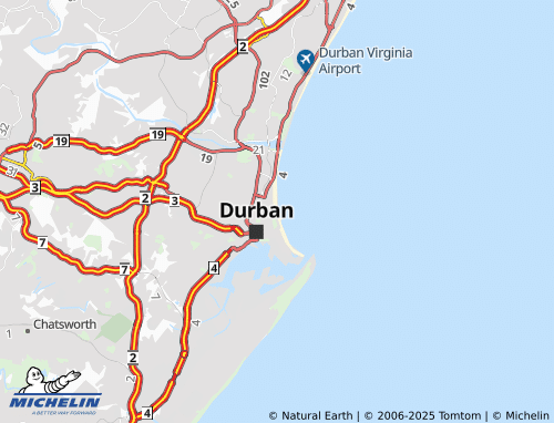 MICHELIN Durban Beach map - ViaMichelin