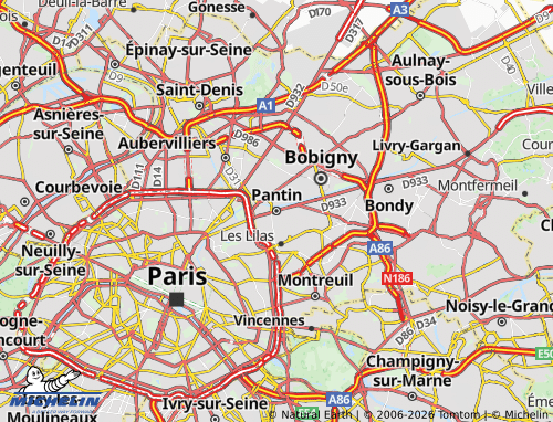 MICHELIN Pantin map - ViaMichelin