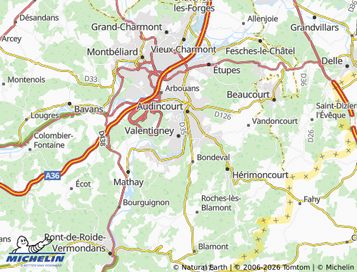 Mapa MICHELIN Valentigney - ViaMichelin