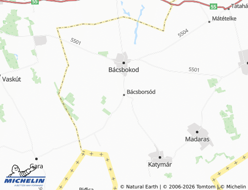 MICHELIN Bácsborsód map - ViaMichelin