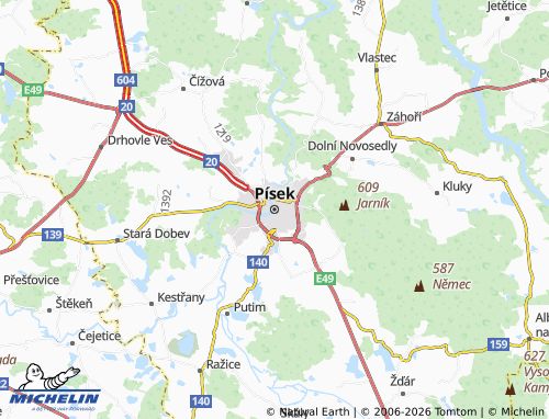 Kaart MICHELIN Písek - ViaMichelin