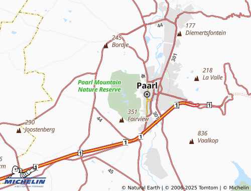 Carte MICHELIN Paarlberg Nature Reserve - ViaMichelin