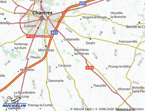 MICHELIN Berchères-les-Pierres map - ViaMichelin