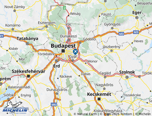 MICHELIN Vecsési járás map - ViaMichelin