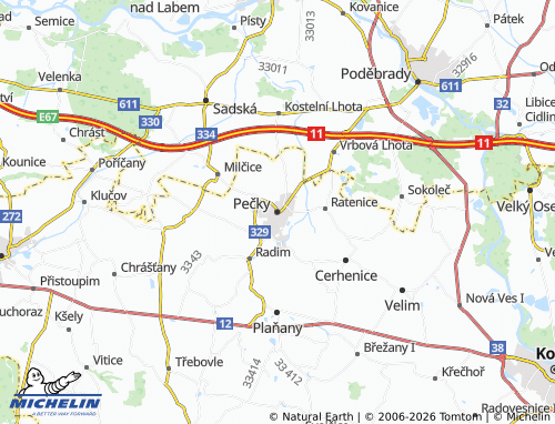 Mapa MICHELIN Pečky - ViaMichelin