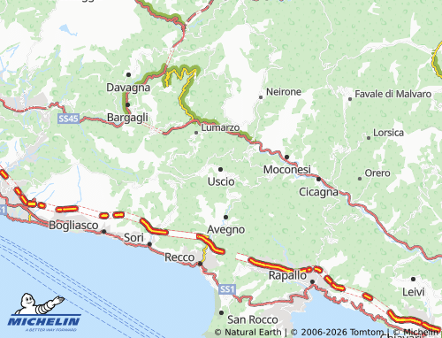 MICHELIN Uscio map - ViaMichelin
