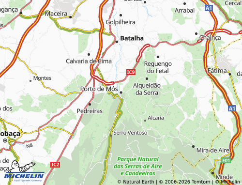 MICHELIN Porto de Mós-São João Baptista e São Pedro map - ViaMichelin