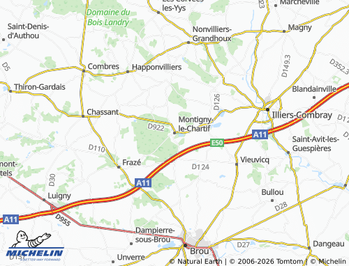 MICHELIN Montigny-le-Chartif map - ViaMichelin