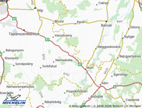 MICHELIN Csempeszkopács map - ViaMichelin