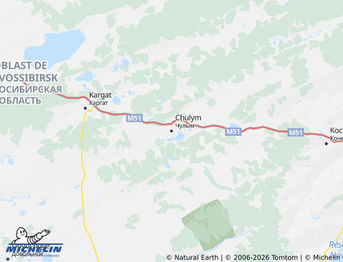 MICHELIN-Landkarte Tschulymski Rajon - ViaMichelin