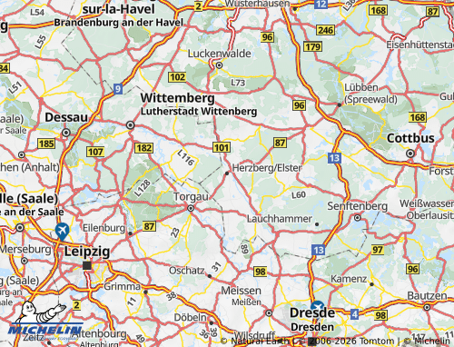 Kaart MICHELIN Elbe-Elster - ViaMichelin