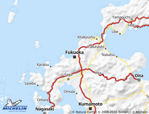 Mappa MICHELIN Kyushu - ViaMichelin
