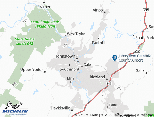 Mappa MICHELIN Johnstown - ViaMichelin