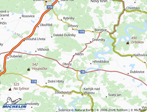 Mapa MICHELIN Nečín - ViaMichelin