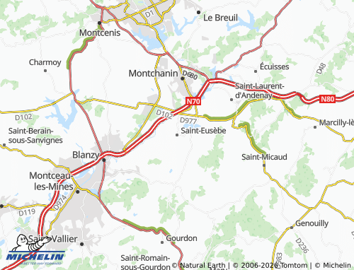 Carte MICHELIN Saint-Eusèbe - ViaMichelin