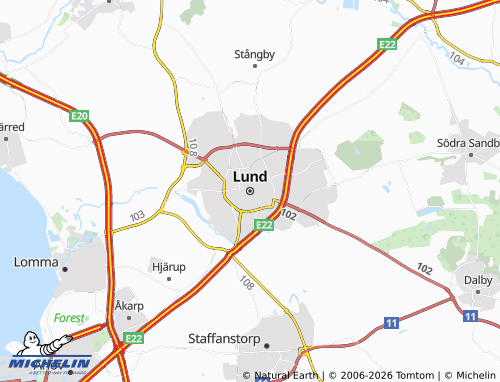 MICHELIN Lund map - ViaMichelin