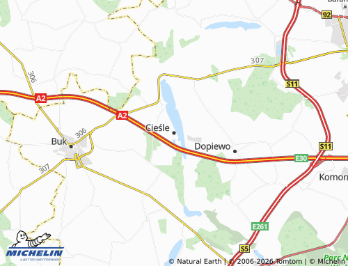 MICHELIN Cieśle map - ViaMichelin