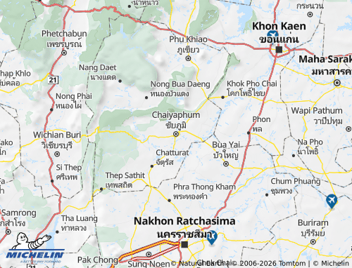 Carte MICHELIN Province de Chaiyaphum - ViaMichelin