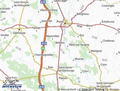 Mapa MICHELIN Belluire - ViaMichelin