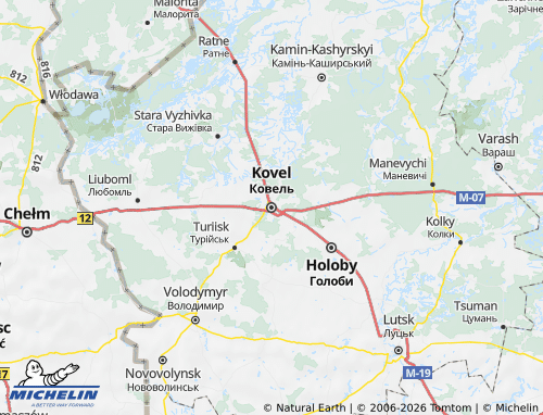 Mapa MICHELIN Kovelskyi raion - ViaMichelin