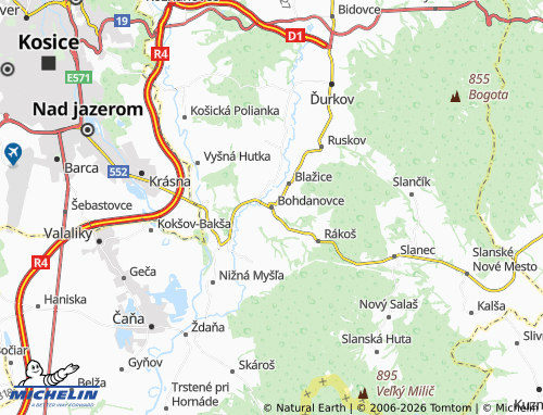 MICHELIN-Landkarte Bohdanovce - ViaMichelin