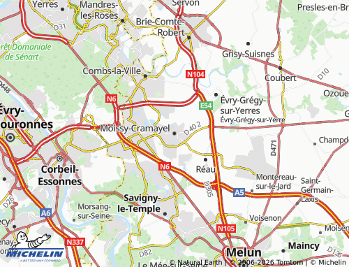Carte MICHELIN Moissy-Cramayel - ViaMichelin