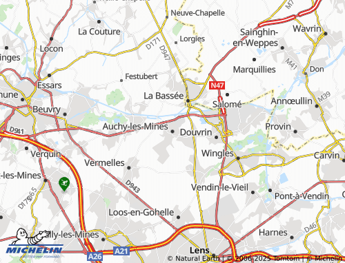 MICHELIN-Landkarte Auchy-les-Mines - ViaMichelin