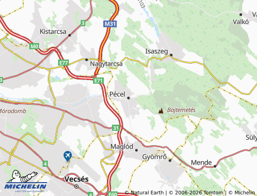 MICHELIN Pécel map - ViaMichelin