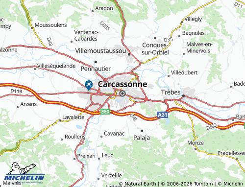 Mappa MICHELIN Carcassonne - ViaMichelin