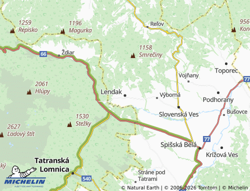 MICHELIN Lendak map - ViaMichelin