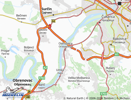 Mapa MICHELIN Ostružnica - ViaMichelin