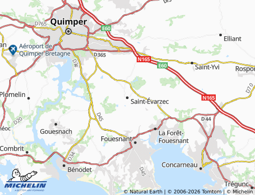 MICHELIN Saint-Évarzec map - ViaMichelin