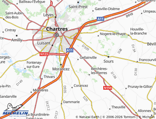 Carte MICHELIN Gellainville - ViaMichelin