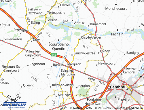 MICHELIN Sauchy-Lestrée map - ViaMichelin