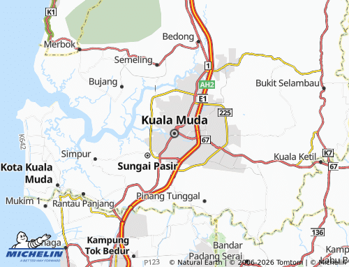 Mappa MICHELIN Kuala Muda - ViaMichelin
