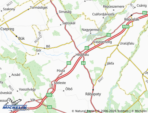 Mapa MICHELIN Hegyfalu - ViaMichelin