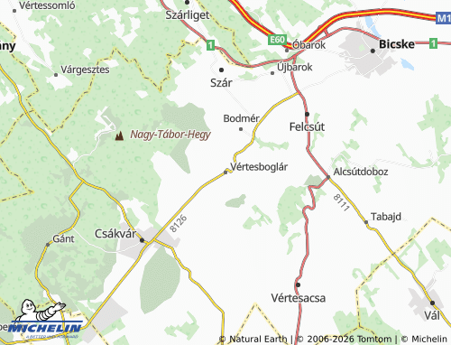 Mapa MICHELIN Vértesboglár - ViaMichelin