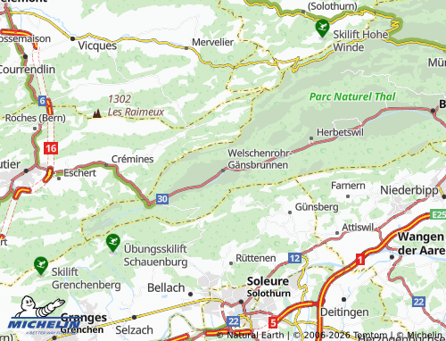 MICHELIN Welschenrohr-Gänsbrunnen map - ViaMichelin
