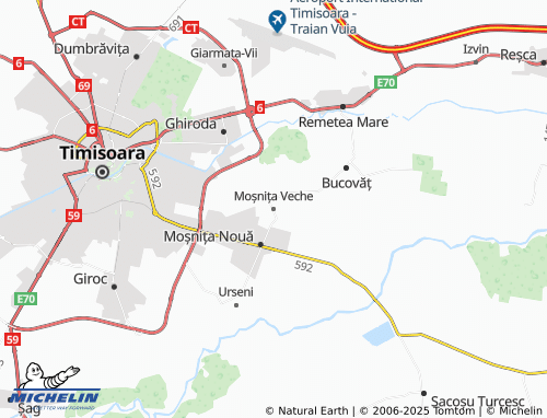 MICHELIN Moșnița Veche map - ViaMichelin