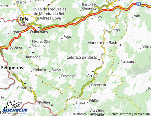MICHELIN União das Freguesias de Carvalho e Basto (Santa Tecla) map - ViaMichelin