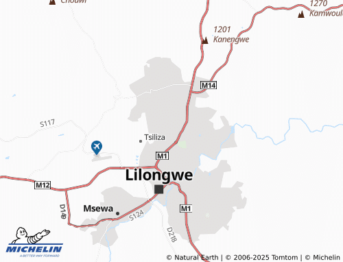 MICHELIN Lilongwe Area 18 map - ViaMichelin