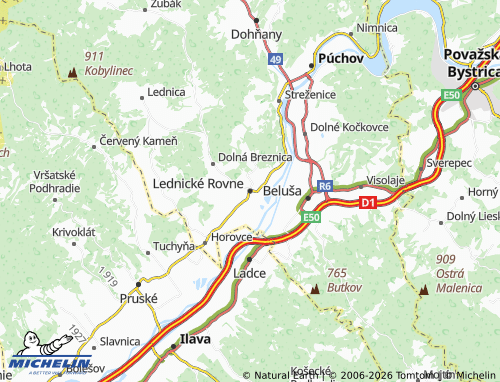 MICHELIN Lednické Rovne map - ViaMichelin