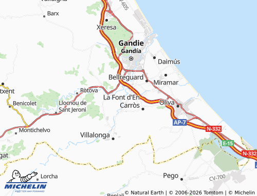Mappa MICHELIN Beniflá - ViaMichelin
