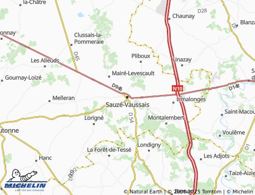 Carte MICHELIN Sauzé-Vaussais - ViaMichelin