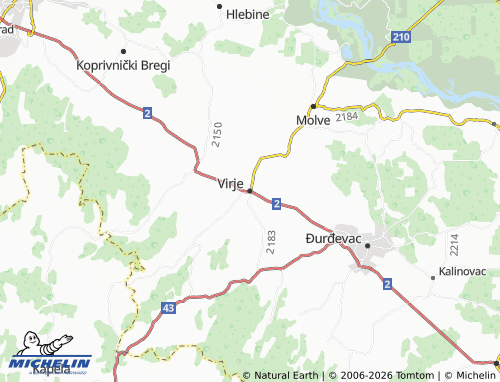Mapa MICHELIN Virje - ViaMichelin